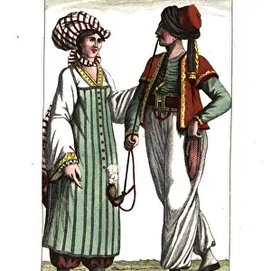 Man and woman of the Mani or Maina peninsula, Greece