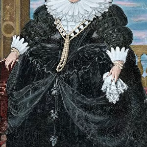 Marie de Medici (1575-1642). Queen of France. Portrait. Eng