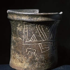 Mesoamerican. Ceramic vessel. Geometric decoration