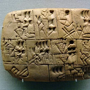 Mesopotamia. Clay Tablet. Pictographs drawn. Iraq. Late Preh