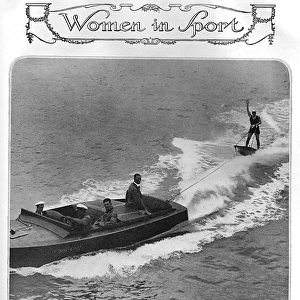 Miss Eileen Legge water skiing or surf riding at Shanklin