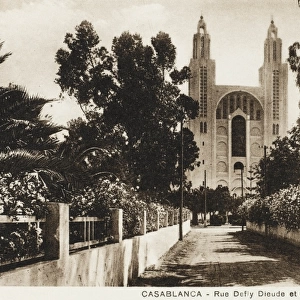 Morocco, Casablanca - The Rue Deify Dieude and Cathedral