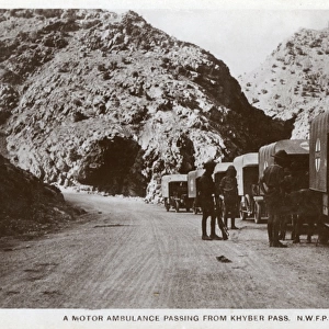 Motor Ambulance passing through the Khyber Pass, NWFP