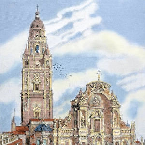 MURCIA. CATHEDRAL. Engraving. XIX century