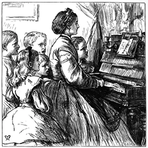 Music at home - family round the piano, 1866
