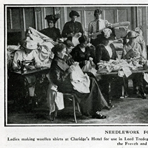 Needlework for the war effort, Claridges Hotel, WW1
