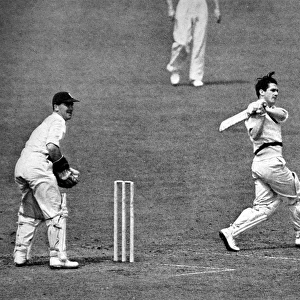 Neil Harvey batting in the Fourth Test Match, Headingley, 19