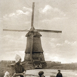 The Netherlands - Volendam - Ferry Service & Windmill