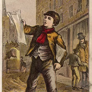Newsboy with his newspapers