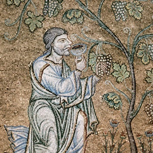 Noah drinking wine. Mosaic in the Baptistery of St. Marks B