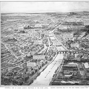 Overhead view of Dublin during the Easter Rising