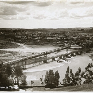 Panoramic view of Temuco, Chile showing the bridges