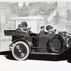 Passengers taking a ride in Chalmers Automobile. Date: 1913