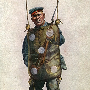 Patriotic British postcard, bayonet practice, WW1