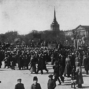 People near Winter Palace Square, Petrograd, Russia