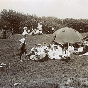 People with tent, Durban, Natal Province, South Africa