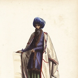 Persian mullah or priest in turban, embroidered cape