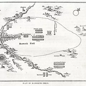 Plan of Bosworth Field, Battle of Bosworth, near Leicester, 22 August 1485