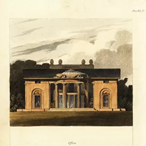 Plan and elevation of a Regency neoclassical villa