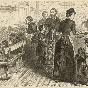 Poor children being fed in Limehouse, London
