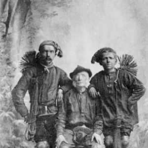 Portrait photograph of three French chimney sweeps