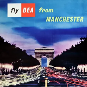 Poster, Fly BEA from Manchester to Paris