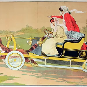 Poster, women in car on country road