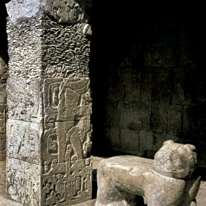 Pre-Columbian Art. Maya. Jaguar. Sculpture in the center of