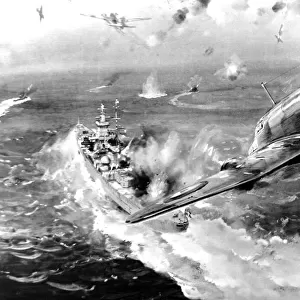 RAF Beauforts attacking the Battle-cruiser Scharnhorst