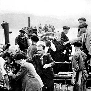 Refugees from Irun come ashore at Hendaye; Spanish Civil War