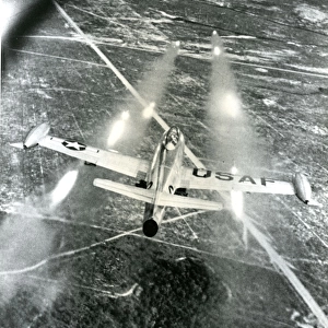 A Republic F-84 Thunderjet launches eight of 16 5-inch H?