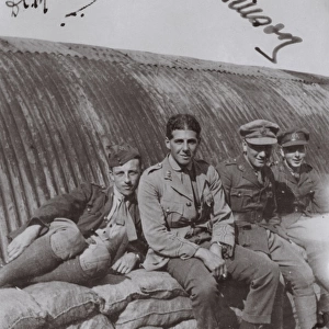 RFC crewmen relaxing, Northern France, WW1