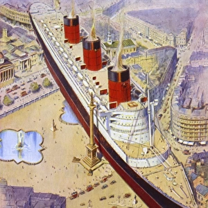 RMS Queen Mary - compared in size to Trafalgar Square