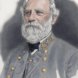 Robert E. Lee (1807-1870). Colored engraving