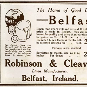 Robinson and Cleaver advertisement, linen manufacturers