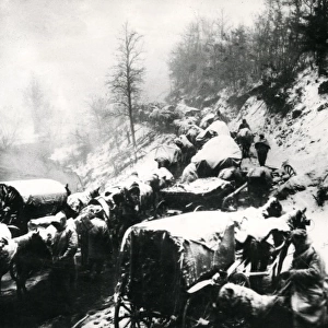 Serbian retreating to Albania through the snow, WW1