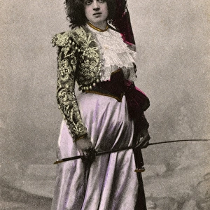 Severe-looking Iberian Woman holding riding crop