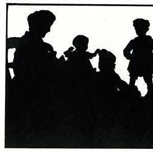 Silhouette, Sans Souci, carefree family relaxing