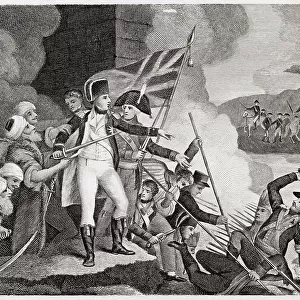 Sir Sydney Smith defends the Acre against Napoleon Bonaparte. Date: 1799