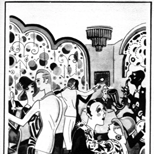 Sketch of dancers in nightclub or cabaret, 1920s
