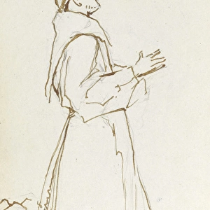 Sketch of praying monk