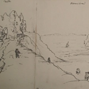 Sketch of Tenby, Wales, including the Castle