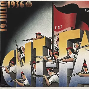 Spanish Civil War. Anarchist poster of the CNT-FAI
