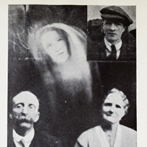Spirit face in front of 4 men