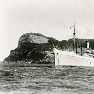 SS Orion in front of the Rock of Gibraltar