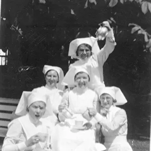 Six staff nurses in the grounds of Brook Fever Hospital, tak