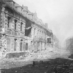 Street in Bapaume during capture, Western Front, WW1