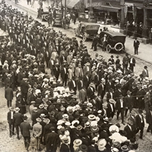 Street scene with crowds in New Jersey, USA