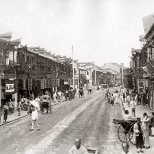 Street scene, Shanghai, China, circa 1880s. Date: circa 1880s