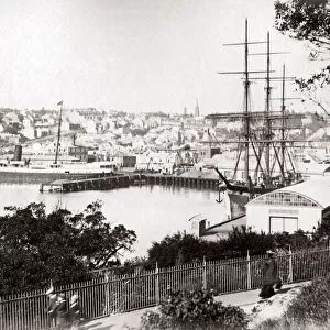 Sydney, Australia, circa 1890 - Wolloomolloo Wharf, or Finger Wharf. Date: circa 1890